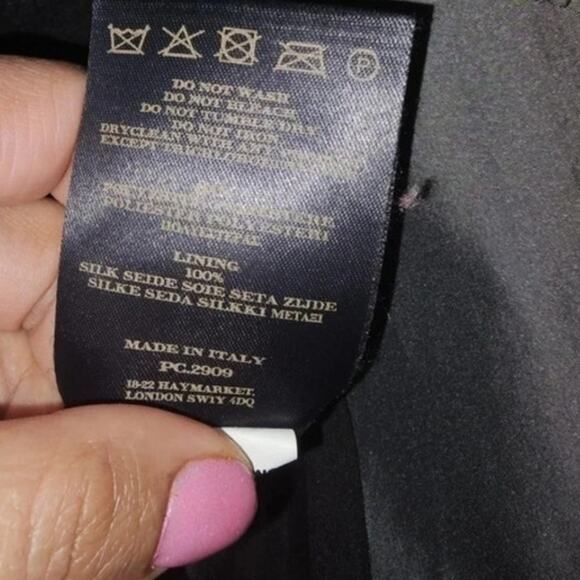 Burberry Vintage Trench Coat pleated/ ruffle trim collar Black Lightweight sz 42 - Picture 7 of 13